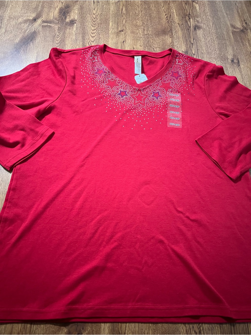 Decorated Originals Red White and Blue Rhinestone Shirt Size 2XL NWT